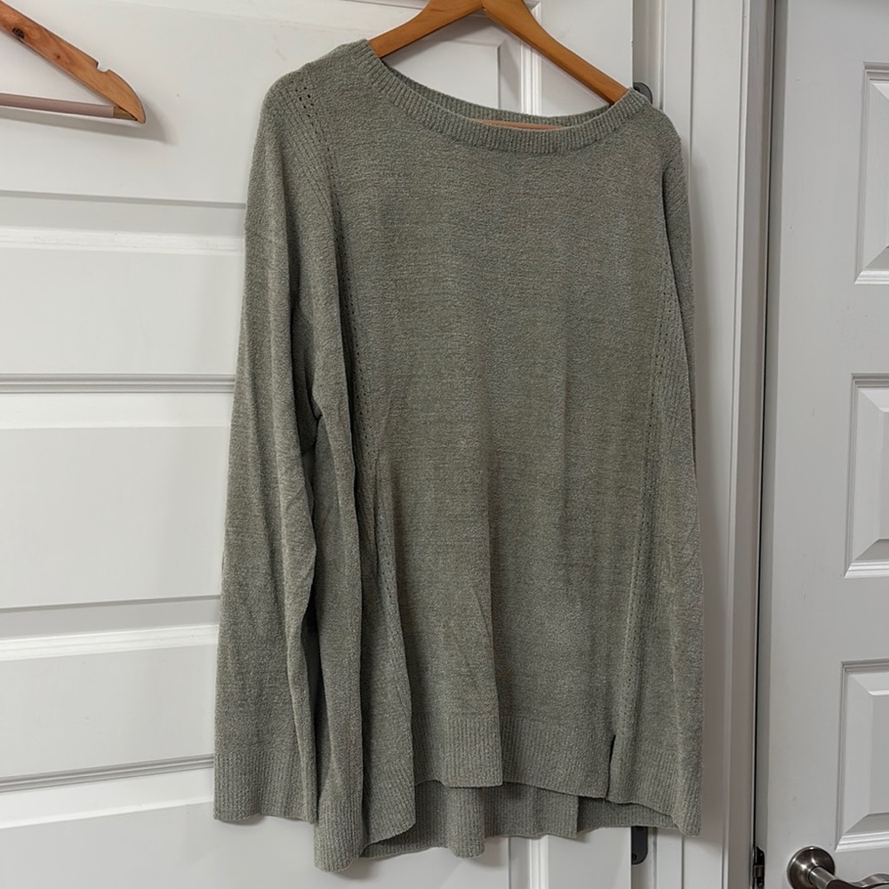 Barefoot Dreams Olive Green Lightweight Knit Sweater